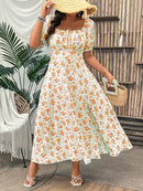 Vestido Plus Size Flores de Primavera
