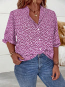 Camisa Manga Lanterna Estampa Floral Plus Size