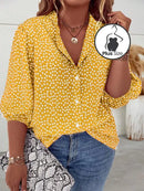 Camisa Manga Lanterna Estampa Floral Plus Size