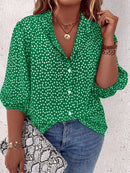 Camisa Manga Lanterna Estampa Floral Plus Size