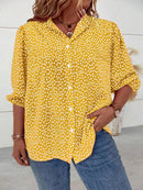 Camisa Manga Lanterna Estampa Floral Plus Size