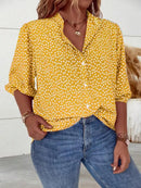 Camisa Manga Lanterna Estampa Floral Plus Size
