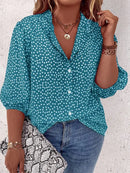 Camisa Manga Lanterna Estampa Floral Plus Size