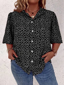 Camisa Manga Lanterna Estampa Floral Plus Size Preto / G