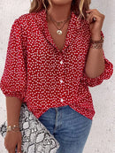 Camisa Manga Lanterna Estampa Floral Plus Size Vermelho / G