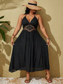 Saída De Praia Plus Size Renda Elegante Preto / G