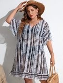 Saída Sussurros De Praia Plus Size Preto E Branco / G