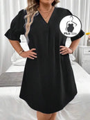 Vestido Charme Tropical Manga Flare Plus Size