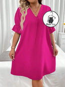 Vestido Charme Tropical Manga Flare Plus Size Pink / G (0Xl)