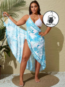 Vestido Envelope Estampado Com Flores Para Praia Em Plus Size