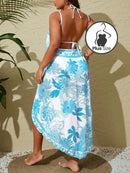 Vestido Envelope Estampado Com Flores Para Praia Em Plus Size