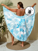 Vestido Envelope Estampado Com Flores Para Praia Em Plus Size Azul / G (0Xl)
