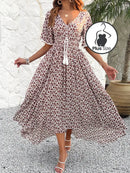 Vestido Floral Com Babados Plus Size
