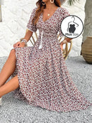 Vestido Floral Com Babados Plus Size