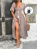 Vestido Floral Com Babados Plus Size