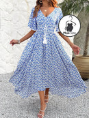 Vestido Floral Com Babados Plus Size