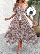 Vestido Floral Com Babados Plus Size