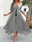 Vestido Floral Com Babados Plus Size