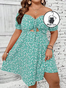 Vestido Floral Plus Size Várias Cores Azul Menta / G