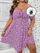 Vestido Floral Plus Size Várias Cores Roxo / G