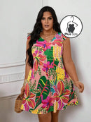 Vestido Flutuar De Flores Plus Size