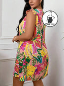 Vestido Flutuar De Flores Plus Size