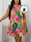 Vestido Flutuar De Flores Plus Size G1 (1Xl)