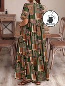 Vestido Longo Plus Size Estampa Geométrica