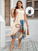 Vestido Plus Size Floral Com Bolsos