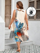 Vestido Plus Size Floral Com Bolsos